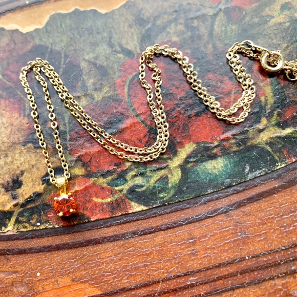 Pretty Faux Orange Sapphire Color Round Solitaire - Picture 8 of 9